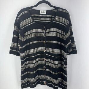 Vtg Reba Rose Womens 14/16 Button Front Sweater USA Minimal Preppy Stretch 90’s